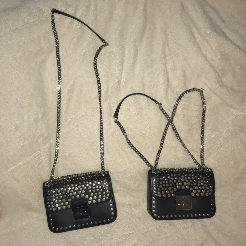 Michael Kors Black Leather Studded Sholder Bag